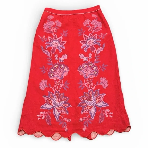 FARM RIO Porcelain Linen Midi Skirt Women's M - Picture 2 of 12